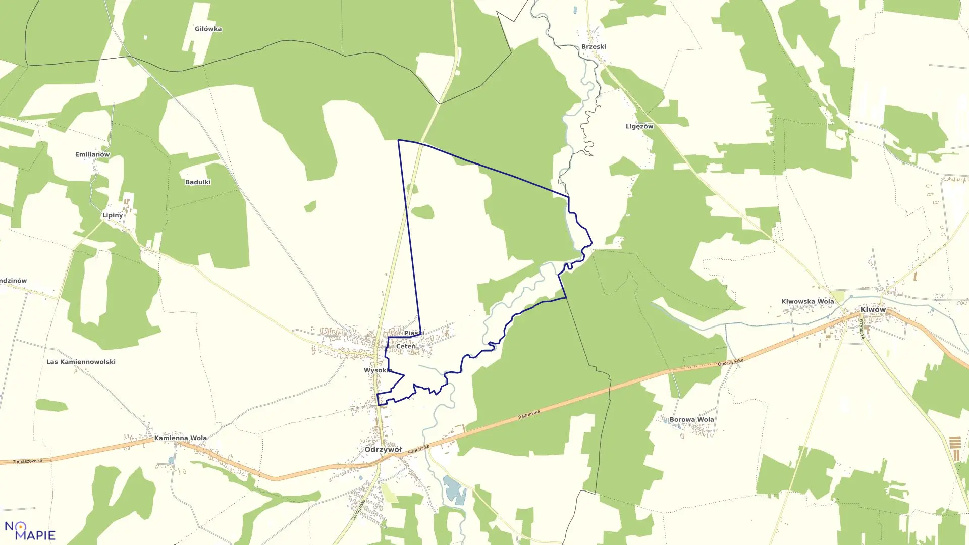 Mapa obrębu CETEŃ gmina Odrzywół