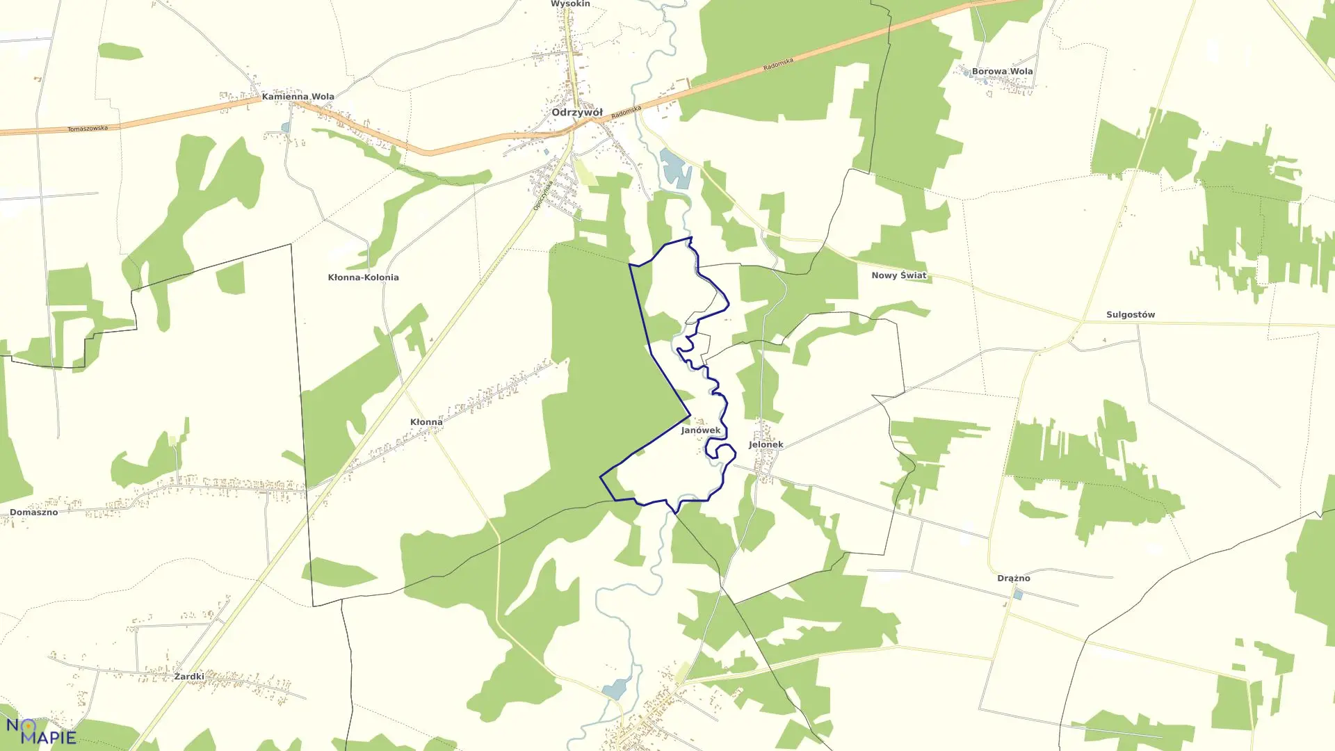 Mapa obrębu JANÓWEK gmina Odrzywół