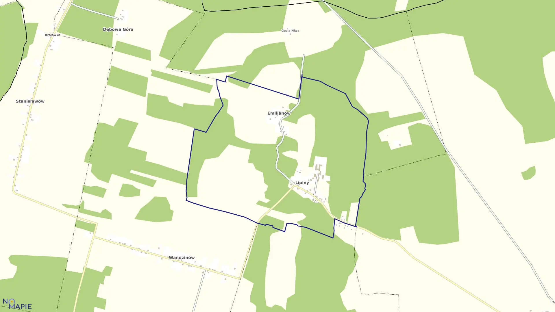 Mapa obrębu LIPINY gmina Odrzywół